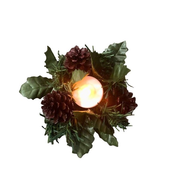 Vintage Pinecone Candle Holders Christmas Decor Centerpiece Holiday Pair Plastic - Picture 3 of 11